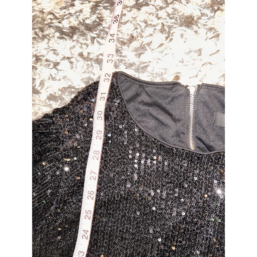 Lulus Taking a Shine Black Sequin Tiered Mini Shift Dress Cocktail Party Sparkle - Picture 5 of 5